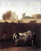 Karel Dujardin Italian Landscape with Herdsman and a Piebald Horse oil painting artist